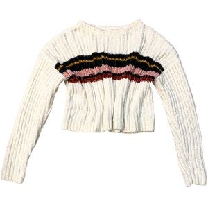 Velour Cable Knit Cropped Sweater